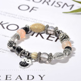 Natural stone owl ladies bracelet beaded bracelet