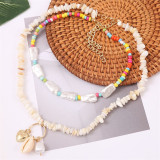 Pearl gravel long shell necklace Europe and America woven rice bead pendant jewelry