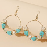 Geometric round beaded acrylic stone earrings female retro handmade beach style earrings jewelry