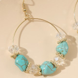 Geometric round beaded acrylic stone earrings female retro handmade beach style earrings jewelry
