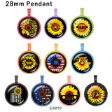 10pcs/lot Sunflower Car glass picture printing products of various sizes  Fridge magnet cabochon
