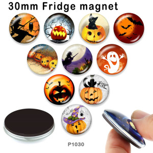 10pcs/lot  Halloween  glass picture printing products of various sizes  Fridge magnet cabochon