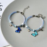 Blue butterfly bracelet female braided bracelet
