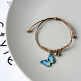 Blue butterfly bracelet female braided bracelet