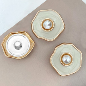 23MM irregular shape metal pearl snap Golden  Plated Metal bottom snap button