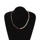 Pearl rice bead fish line hand-woven necklace
