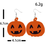 Halloween pumpkin skull leather earrings