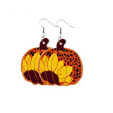 Thanksgiving Pumpkin Turkey Maple Leaf Leather Earrings