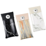 Marble pattern stitching magnet suction pocket glasses bag waterproof pu leather glasses bag fit 18&20mm snap buttom sanp jewelry