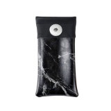 Marble pattern stitching magnet suction pocket glasses bag waterproof pu leather glasses bag fit 18&20mm snap buttom sanp jewelry