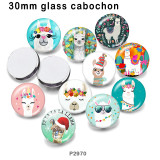 10pcs/lot  Alpaca  glass picture printing products of various sizes  Fridge magnet cabochon