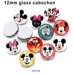 10pcs/lot  Cartoon Mickey glass picture printing products of various sizes  Fridge magnet cabochon