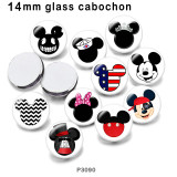 10pcs/lot  Cartoon Mickey glass picture printing products of various sizes  Fridge magnet cabochon