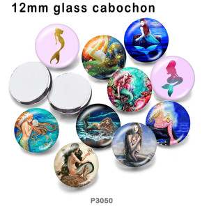 10pcs/lot  mermaid  glass picture printing products of various sizes  Fridge magnet cabochon
