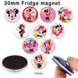 10pcs/lot  Cartoon  Mickey  glass picture printing products of various sizes  Fridge magnet cabochon