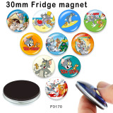 10pcs/lot Tom and Jerry glass picture printing products of various sizes  Fridge magnet cabochon