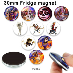 10pcs/lot  Music  Halloween  glass picture printing products of various sizes  Fridge magnet cabochon