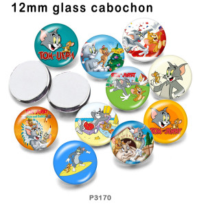 10pcs/lot Tom and Jerry glass picture printing products of various sizes  Fridge magnet cabochon