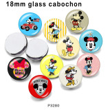 10pcs/lot  Cartoon  Mickey glass picture printing products of various sizes  Fridge magnet cabochon