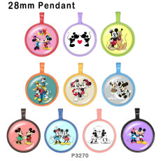 10pcs/lot  Cartoon  Mickey glass picture printing products of various sizes  Fridge magnet cabochon