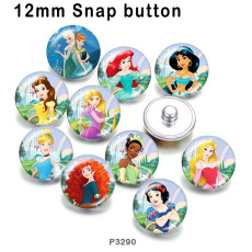 10pcs/lot  princess  glass picture printing products of various sizes  Fridge magnet cabochon