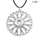 Flower shape necklace  chain adjustable  fit 12MM chunks snaps jewelry