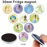 10pcs/lot  Cartoon  princess glass picture printing products of various sizes  Fridge magnet cabochon