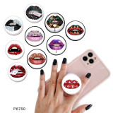 Lips The mobile phone holder Painted phone sockets with a black or white print pattern base