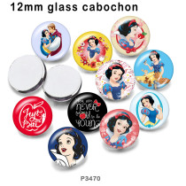 10pcs/lot  Cartoon  princess glass picture printing products of various sizes  Fridge magnet cabochon