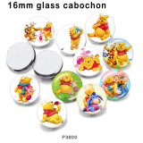 10pcs/lot  Cartoon  The bear glass picture printing products of various sizes  Fridge magnet cabochon