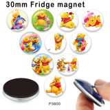 10pcs/lot  Cartoon  The bear glass picture printing products of various sizes  Fridge magnet cabochon
