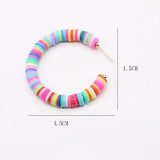 C-shaped trendy women's earrings mixed color soft pottery simple and elegant fashion female earrings