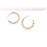 C-shaped earrings handmade beaded braided earrings colorful rice beads trend earrings women