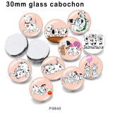 10pcs/lot  Cartoon  Dog  glass picture printing products of various sizes  Fridge magnet cabochon