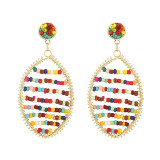 Bohemian style series fashion rice bead color earrings handmade beaded winding multi-geometric earrings