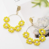 Colorful trendy ladies earrings Bohemia style rice beads handmade earrings gold-plated alloy earrings