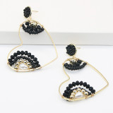 Fashion earrings ladies pure hand woven rice beads pearl love earrings