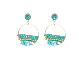Women's earrings rice beads crystal natural stone hand-woven stud earrings