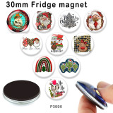 10pcs/lot  Christmas  glass picture printing products of various sizes  Fridge magnet cabochon