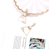 Pearl triangle long personalized golden earrings