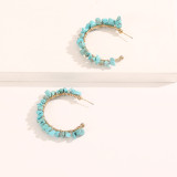 Women's summer circle turquoise natural stone conch earrings