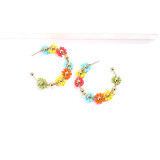 C-shaped earrings handmade beaded braided earrings colorful rice beads trend earrings women