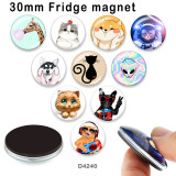 10pcs/lot  Cat  glass picture printing products of various sizes  Fridge magnet cabochon