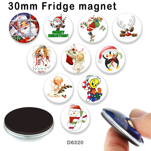 10pcs/lot  Christmas  glass picture printing products of various sizes  Fridge magnet cabochon