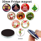 10pcs/lot  Santa Claus glass picture printing products of various sizes  Fridge magnet cabochon