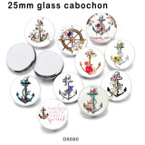 10pcs/lot  Ship's  anchor  glass picture printing products of various sizes  Fridge magnet cabochon