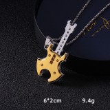 New European and American Punk Hip Hop Personality Rock Team Guitar Pendant Trend Fashion Couple Gold 2.5mmx70cm Necklace