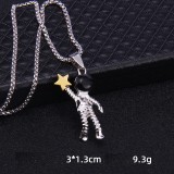 Spaceman Astronaut Picking Star Necklace Hip Hop Personality Robot Couple Alloy Pendant 2.5mmx70cm Necklace