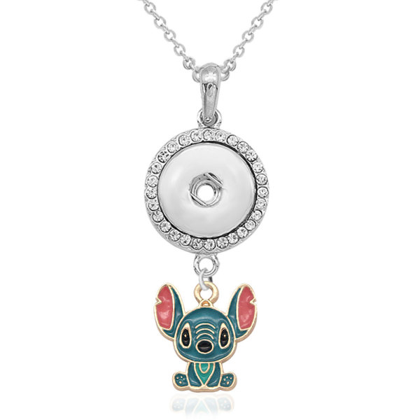 Stitch Cow Necklace With accessories silver  fit 20MM chunks 50CM chain  snaps jewelry necklace for girls