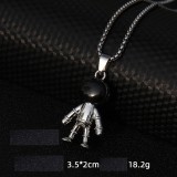 Spaceman Astronaut Picking Star Necklace Hip Hop Personality Robot Couple Alloy Pendant 2.5mmx70cm Necklace